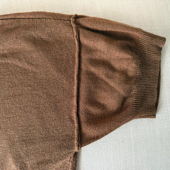 sz SMALL Free People WFH sweater tee shirt mushroom brown t-shirt oversized S - Picture 8 of 9